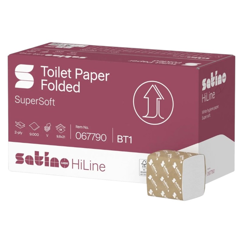 Papier toilette Sat HiLine - feuille à feuille - 2 plis - wit - 9000 coupons - (BT1)